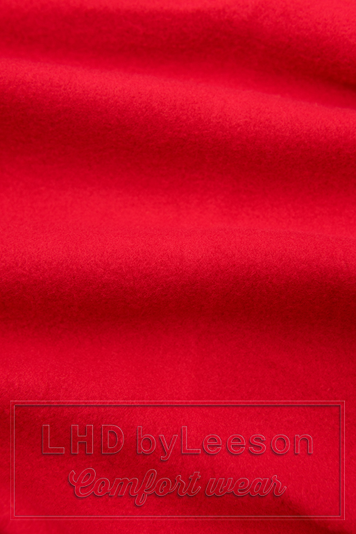 Czerwona bluza z kolorową podszewką w kapturze