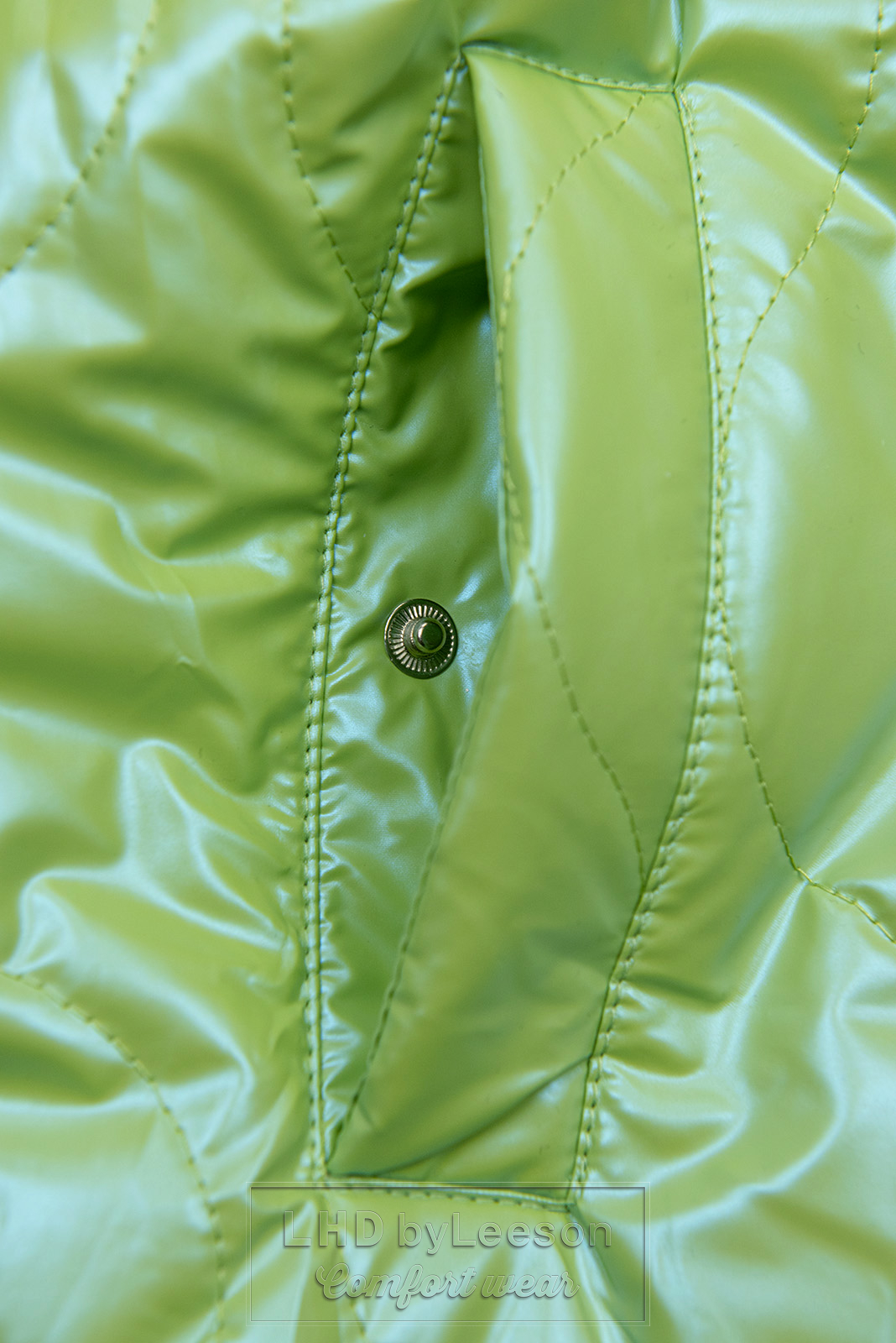 Jabłkowo-zielona błyszcząca kurtka z kapturem