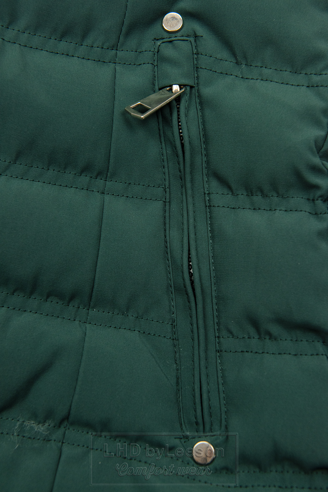 Zielona zimowa kurtka z szarym pluszem