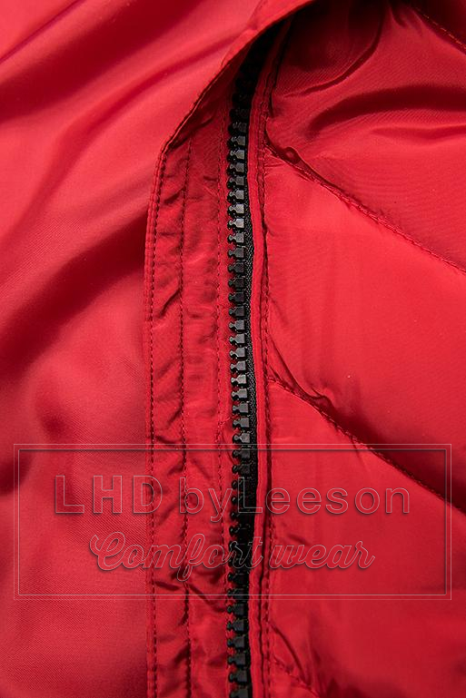 Czerwona pikowana kurtka długa