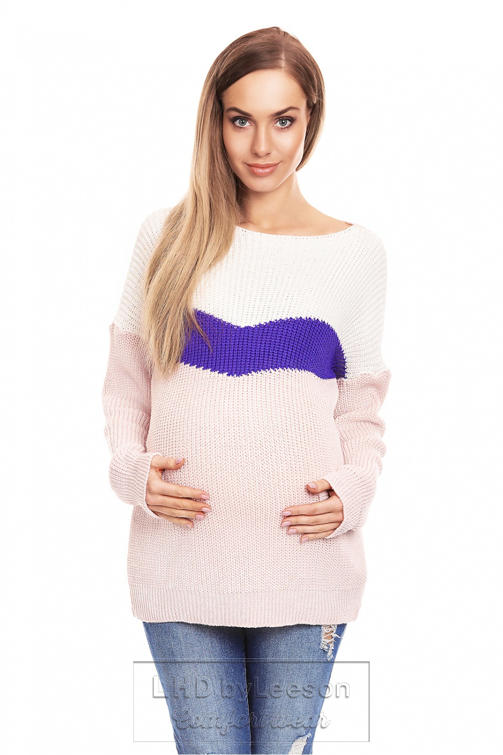 Sweter ciążowy z długim rękawem - Powder Pink