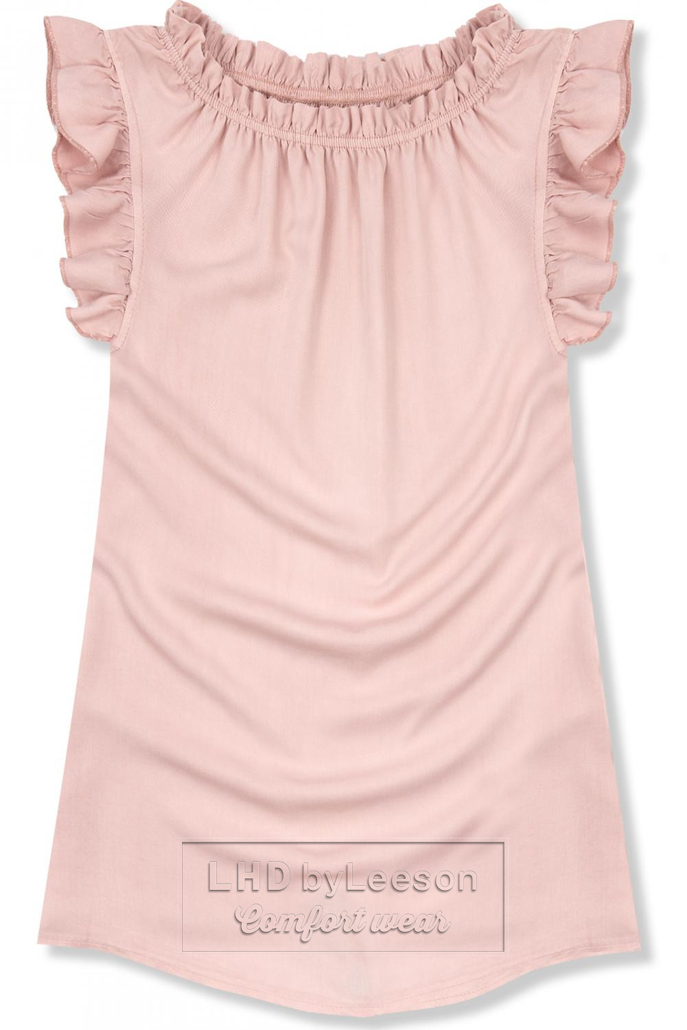 Pudrowo-różowa letnia bluzka bez rękawów