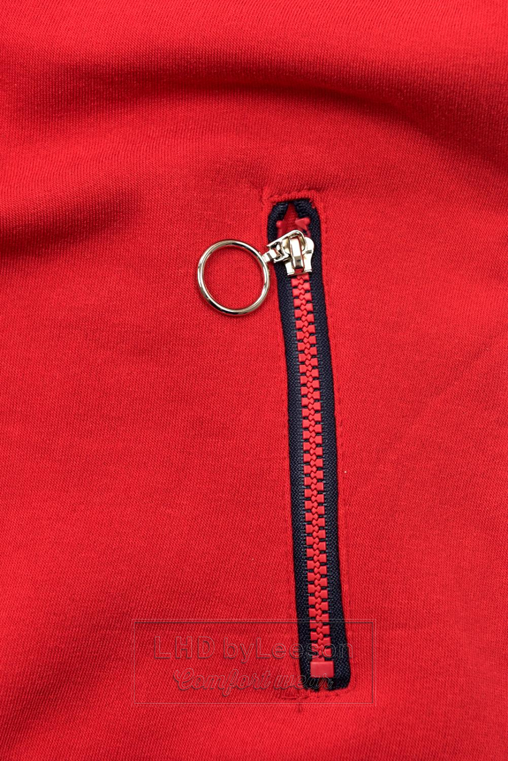 Czerwona bluza z asymetrycznym suwakiem