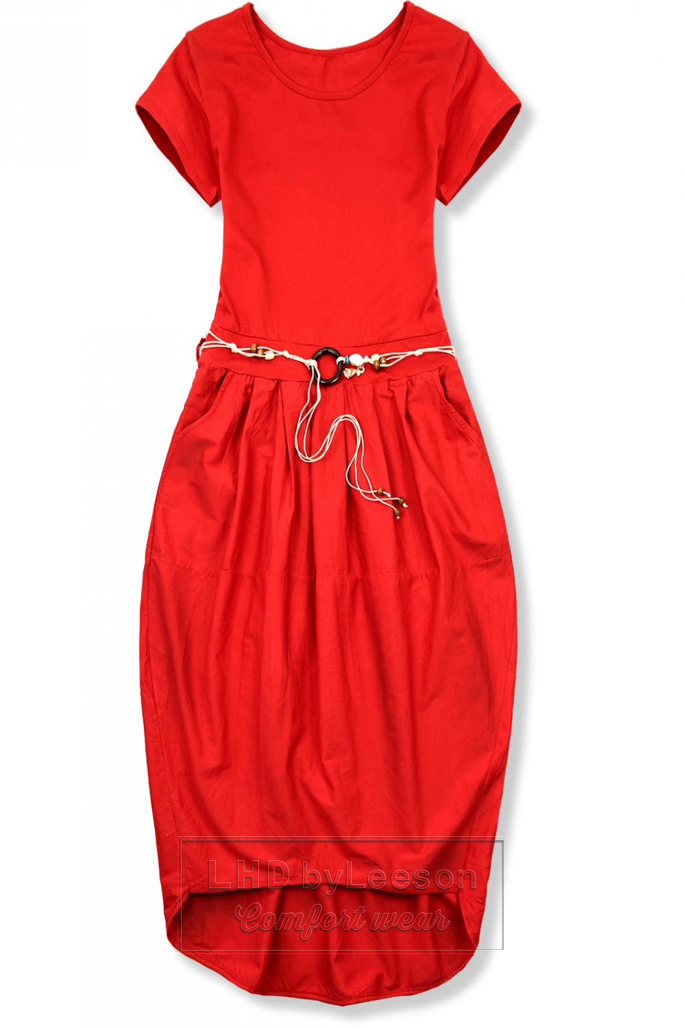 Czerwona midi sukienka w stylu basic