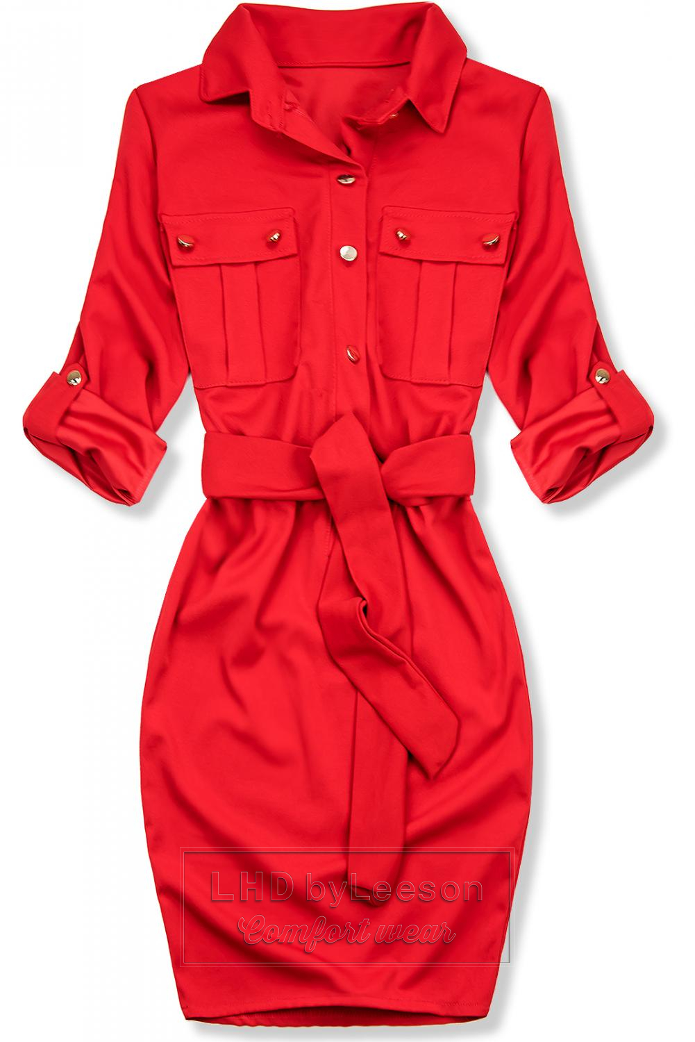 Czerwona basic koszulowa sukienka