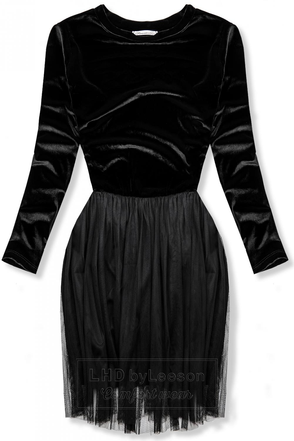 Czarna sukienka z tiulowym spodem