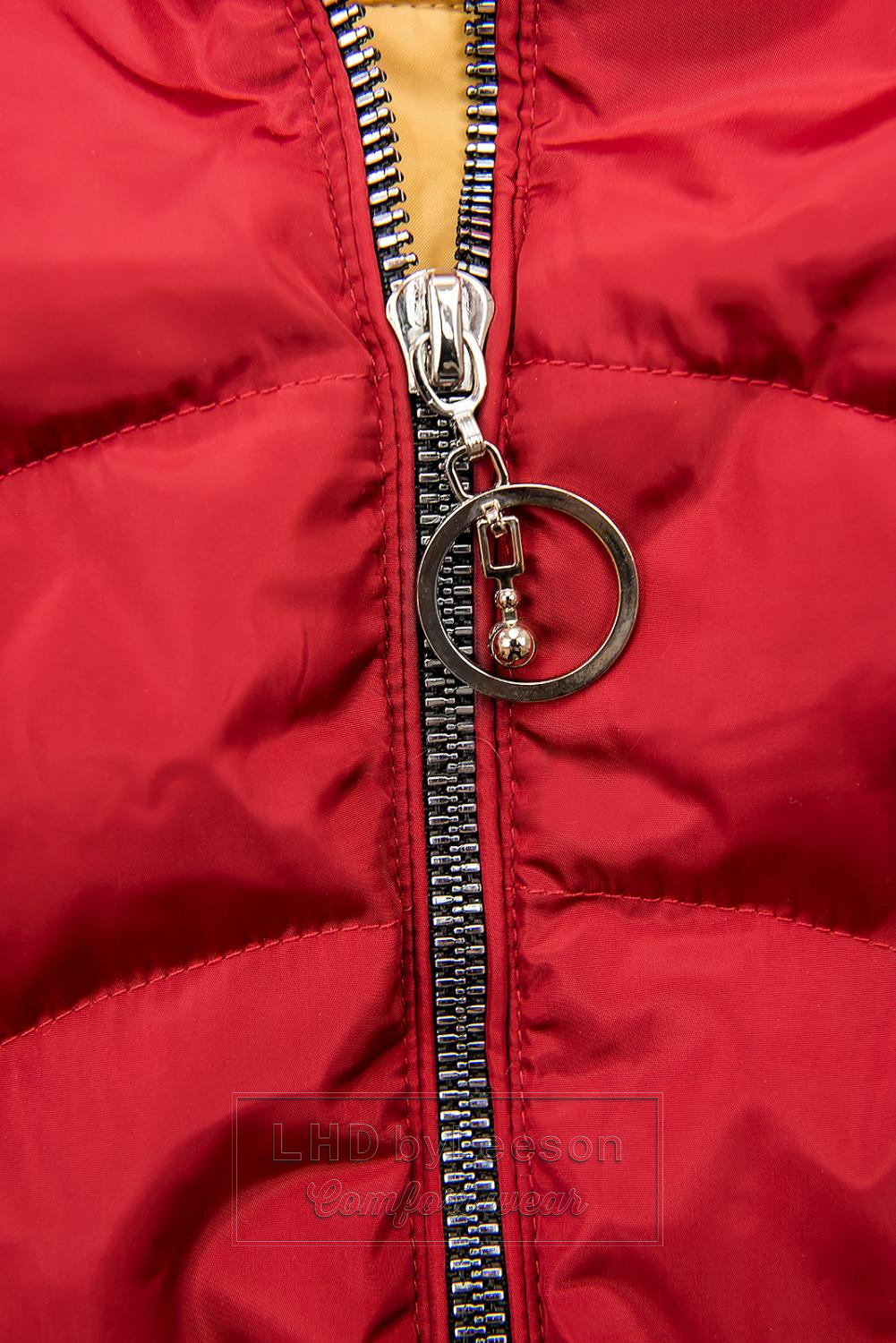 Czerwona pikowana ocieplana kurtka