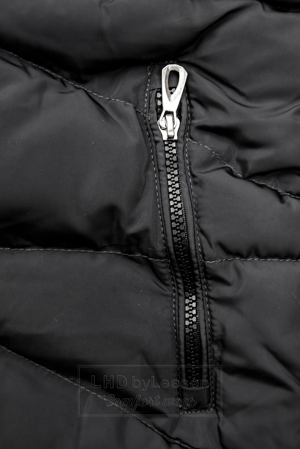 Szara pikowana kurtka zimowa z pluszową podszewką