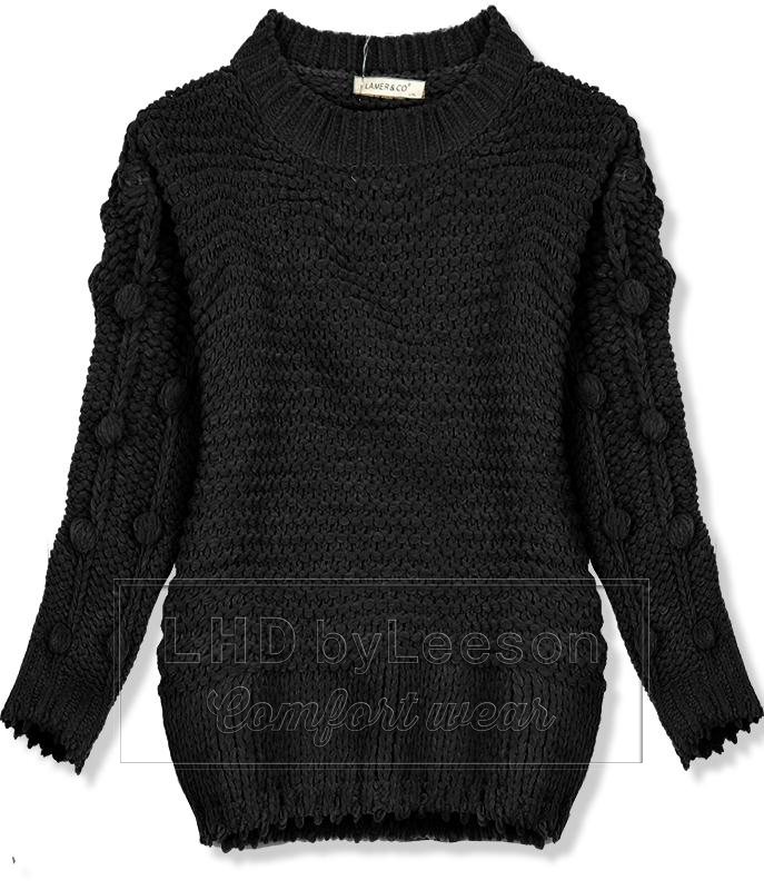 Czarny sweter z kuleczkami