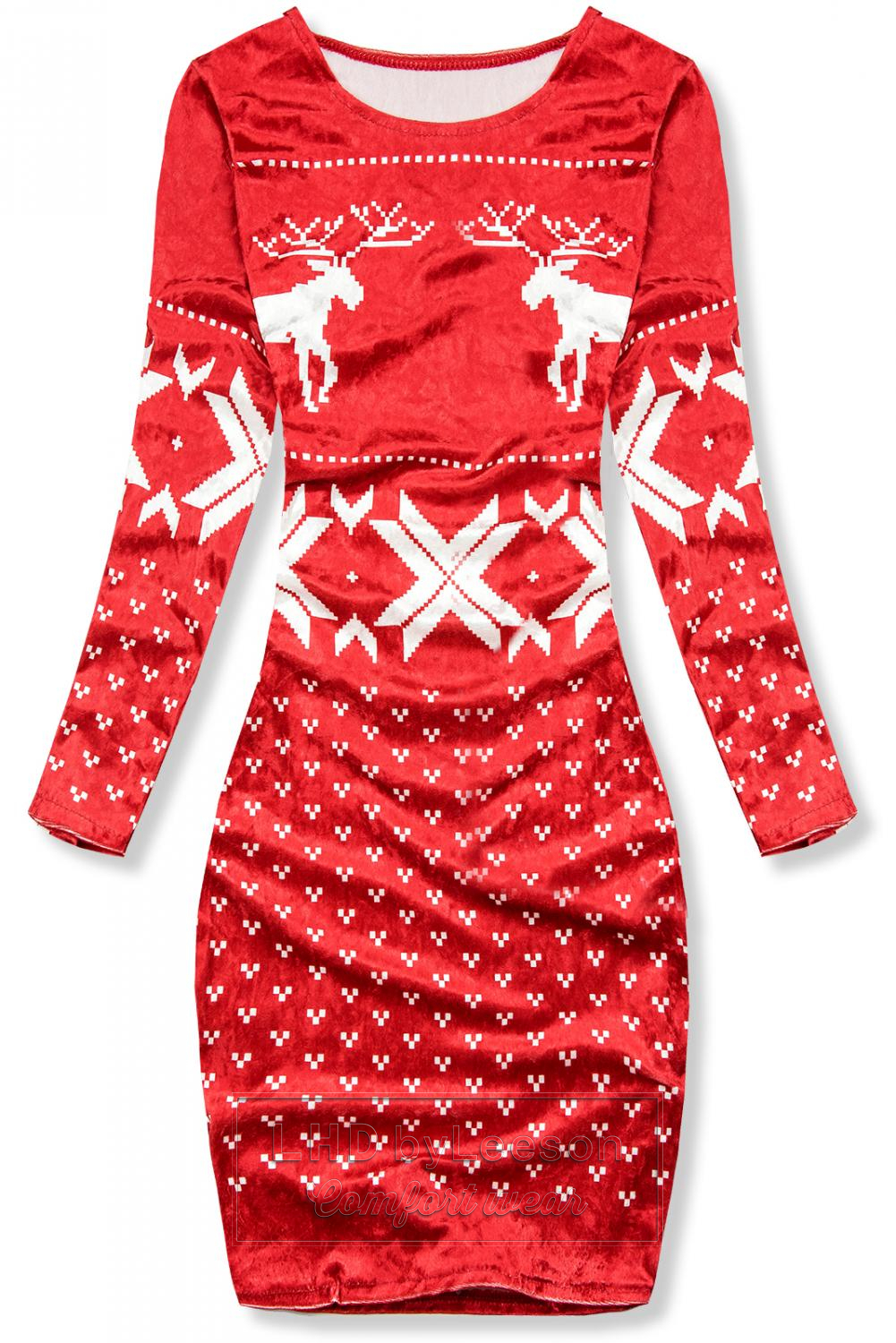 Czerwona aksamitna sukienka świąteczna