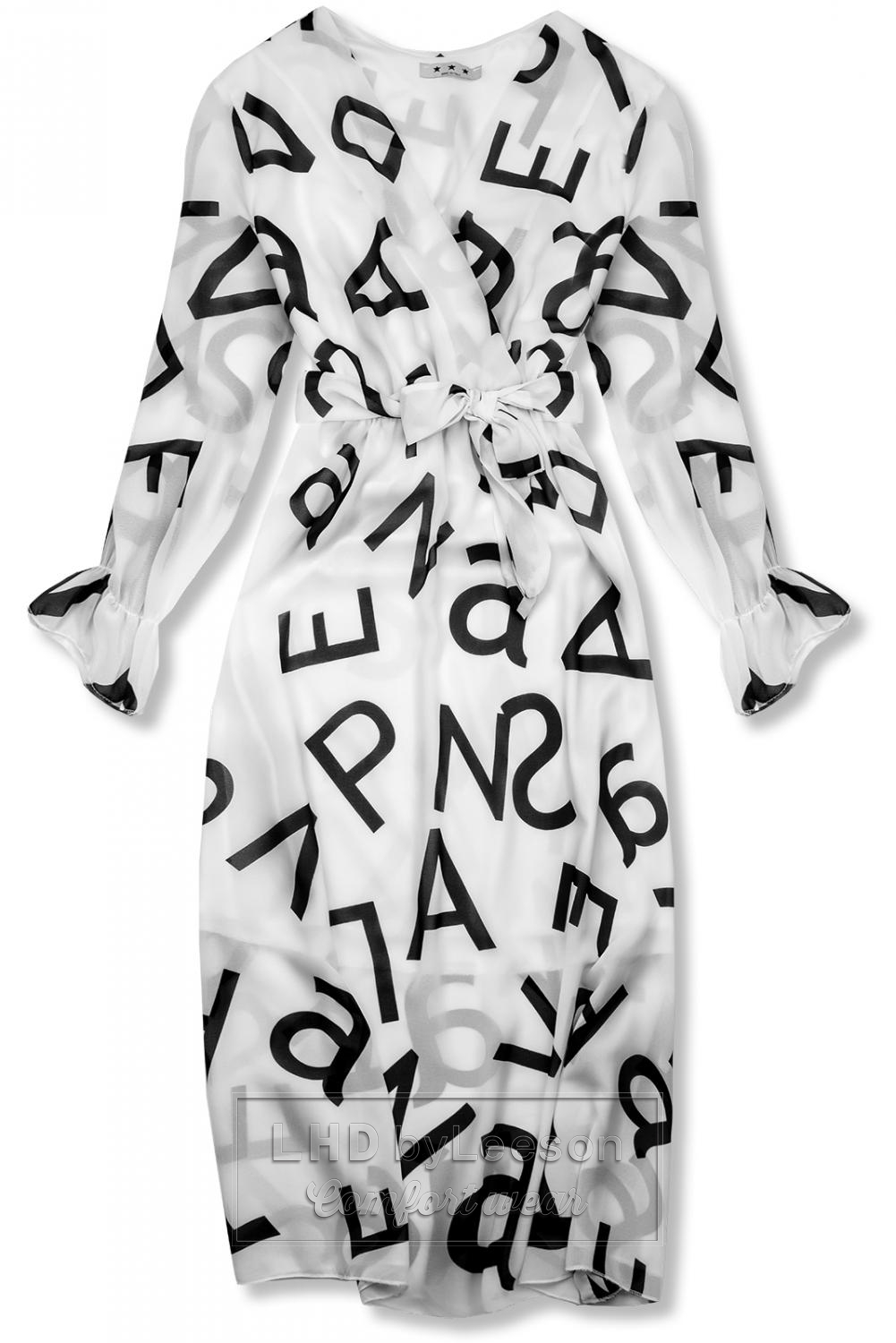 Biała midi sukienka z nadrukiem w motywie liter
