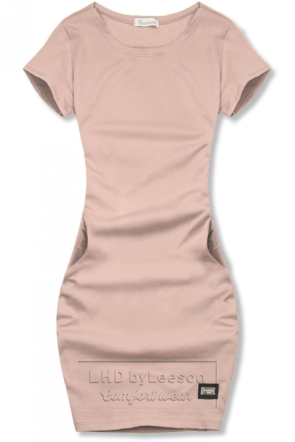 Pudrowo-różowa sukienka basic