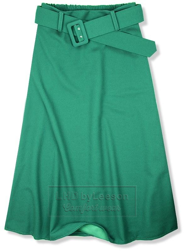 Zielona midi spódnica z paskiem