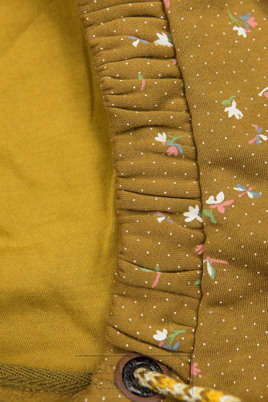 Musztardowo-żółta bluza z kwiatkowanym wzorem