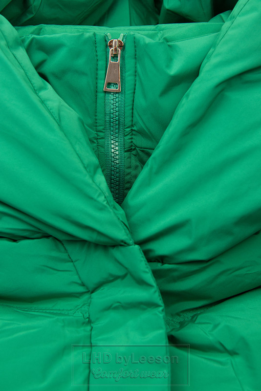 Zielona zimova kamizelka z kapturem