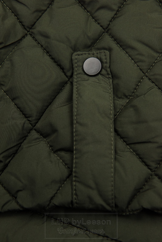 Oliwkowo-zielona przejściowa pikowana kurtka
