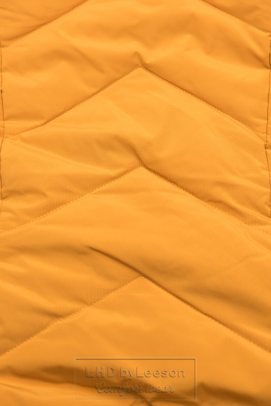 Żółta pikowana kurtka zimowa z odpinaną kapturem