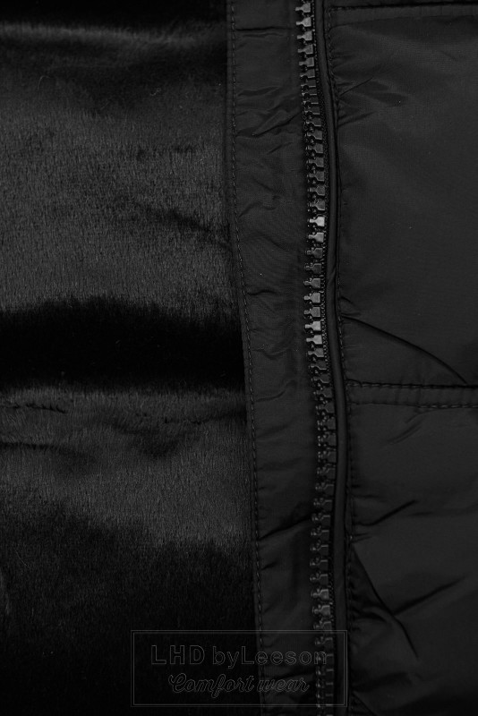 Czarna kurtka zimowa w pikowanym designe