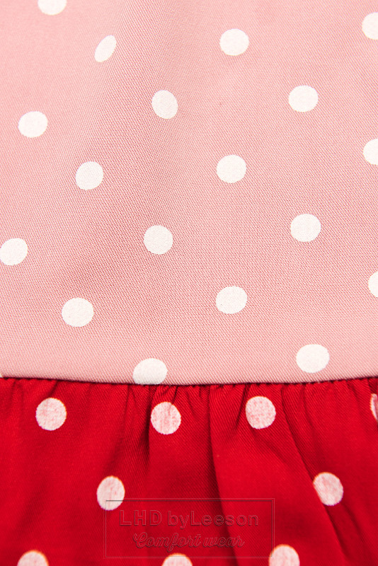 Sukienka w kropki z wiskozy biała/różowa/czerwona