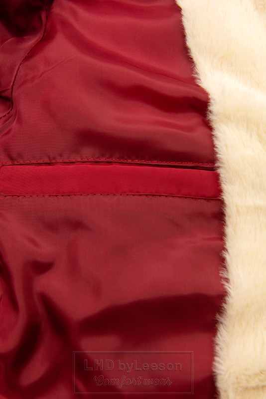 Czerwona pikowana kurtka o kroju parki