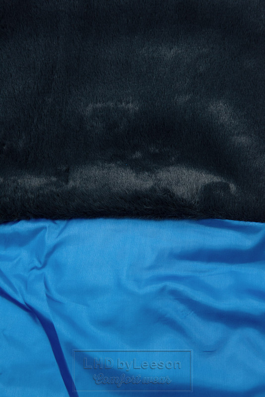 Kobaltowo-niebieska kurtka zimowa z paskiem