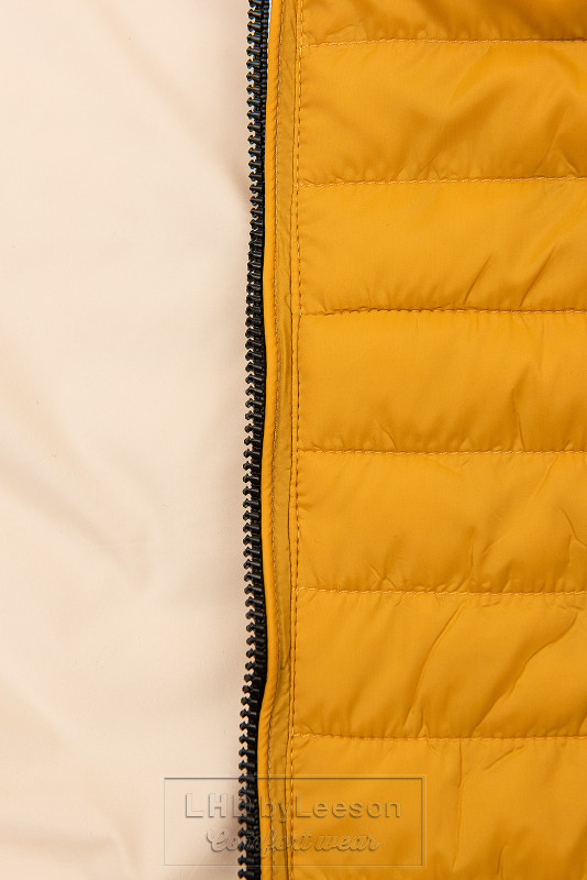 Dwustronna przejściowa kurtka żółta/beżowa