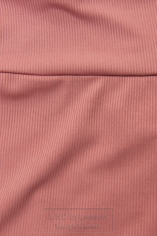 Łososiowo-różowe karbowane leginsy