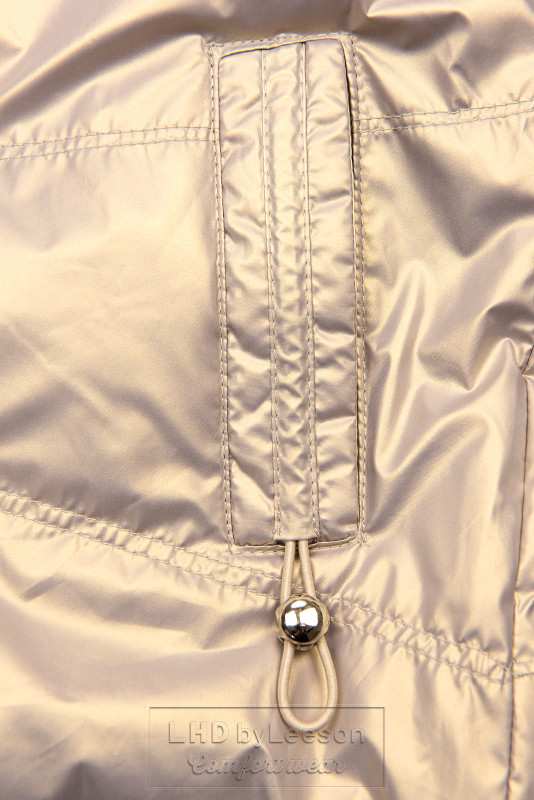 Perłowo-złota kurtka przejściowa z kapturem
