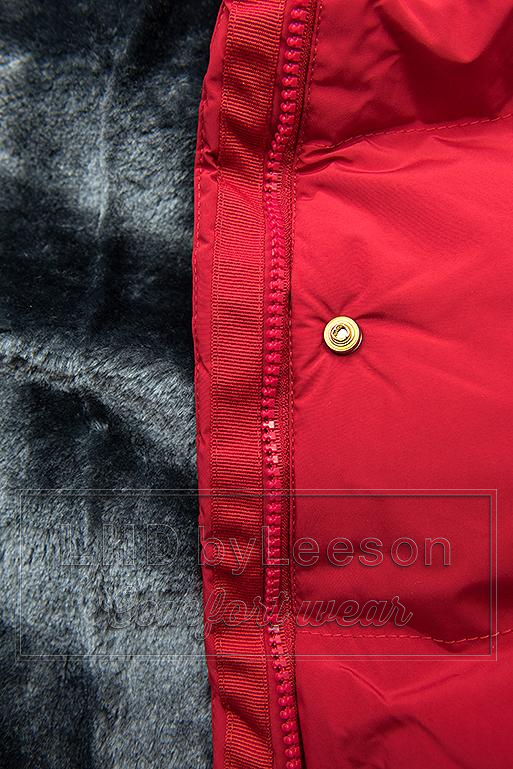 Czerwona kurtka zimowa z pluszową podszewką