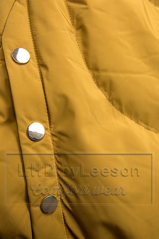 Żółta kurtka zimowa ze srebrnym obszyciem