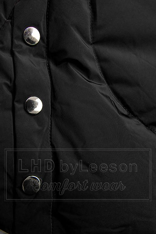Czarna kurtka zimowa ze srebrnym obszyciem