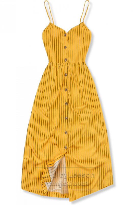 Żółta midi sukienka w paski
