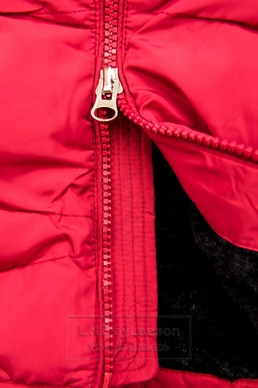 Czerwona pikowana kurtka zimowa z pluszową podszewką