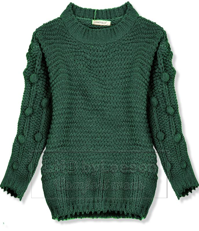 Zielony sweter z kuleczkami