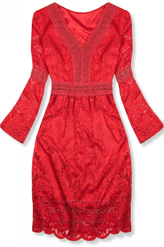 Czerwona elegancka koronkowa sukienka