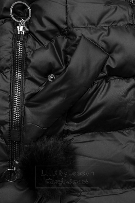 Czarna wydłużona kurtka zimowa/kamizelka