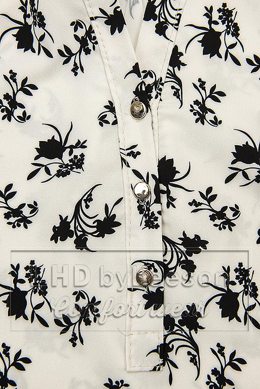Biało-czarna bluzka z kwiecistym wzorem