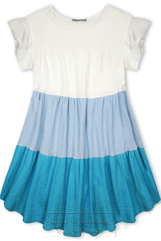 Bawełniana sukienka biała/niebieska/turkusowa