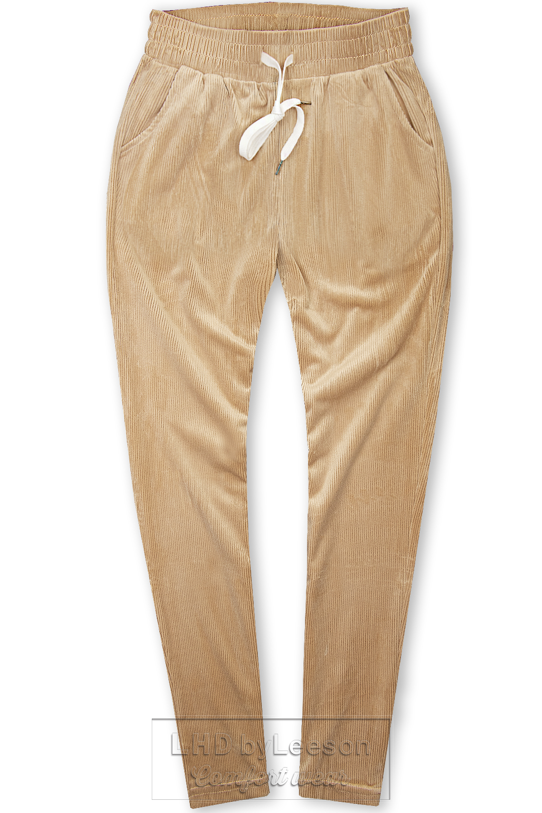Jasnobrązowe spodnie codzienne ze sztruksowym wzorem
