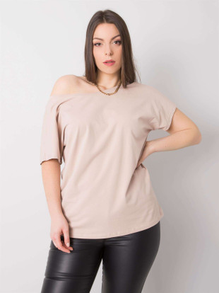 Beżowy plus size t-shirt z bawełny