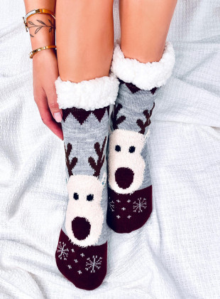 Skarpetki świąteczne z reniferem REINDEER SZARE