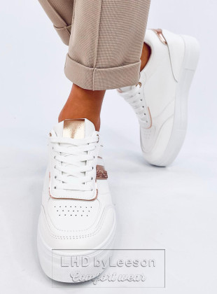 Sneakersy na koturnie WHITE/CHAMPAGNE