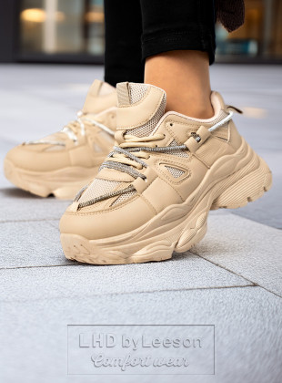 Sneakersy damskie na platformie LANCASIS BEIGE