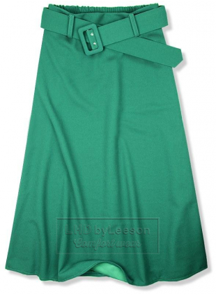 Zielona midi spódnica z paskiem