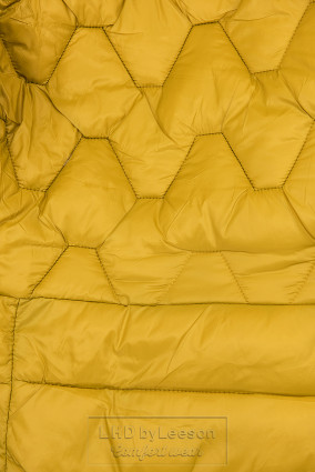 Żółta przejściowa kurtka z kapturem i futerkiem