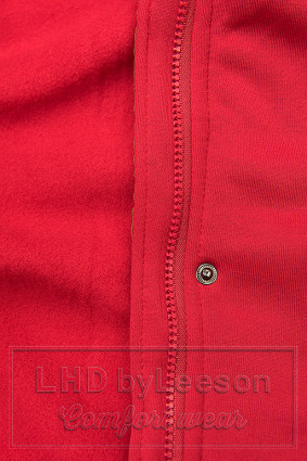 Czerwona bluza z kapturem o wydłużonym kroju