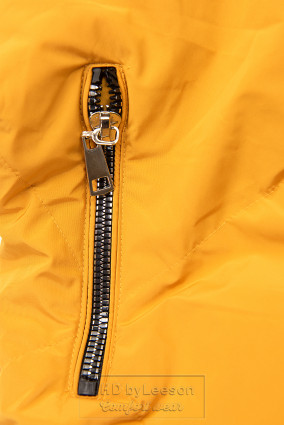 Żółta/karmelowa kurtka zimowa ze srebrnym obszyciem