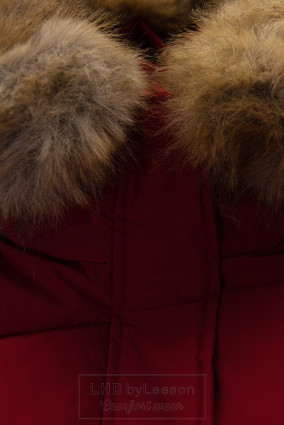 Czerwona zimowa kurtka z kapturem