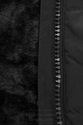 Czarna pikowana kurtka zimowa z kapturem