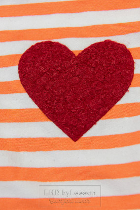 Prążkowana bluzka pomarańczowa/biała